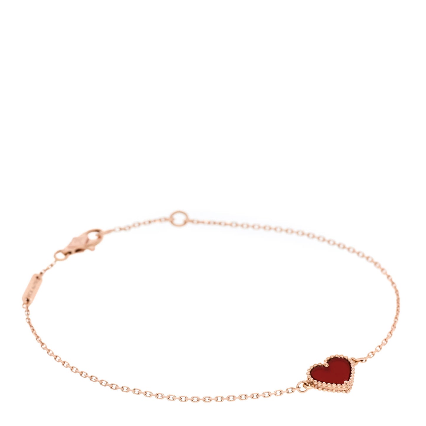 18K Rose Gold Carnelian Sweet Alhambra Heart Bracelet
