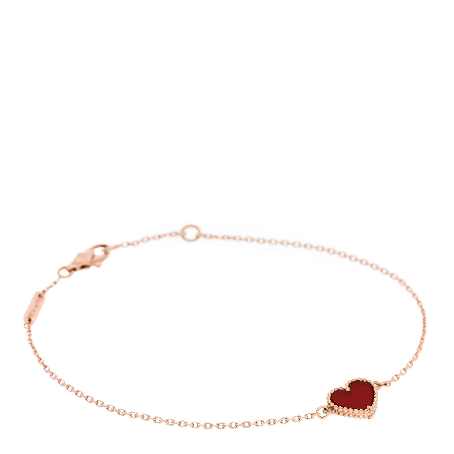 Van Cleef & Arpels 18K Rose Gold Carnelian Sweet Alhambra Heart Bracelet 1 of 5