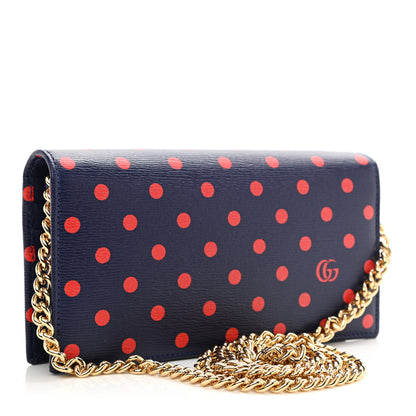 Gucci Shangai Calfskin Polka Dot Horsebit 1955 Wallet On Chain Blue Orange Sailor Blue 3 of 8