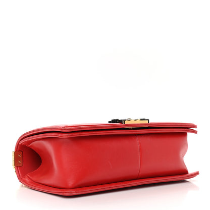 Chanel Lambskin Embossed Medium Boy Cube Flap Red 4 of 15
