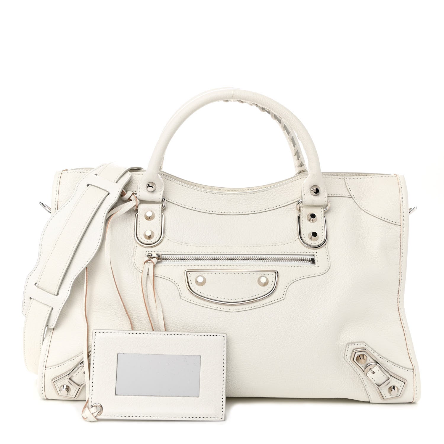 Balenciaga Chevre Silver Metallic Edge Hardware City White 1 of 12
