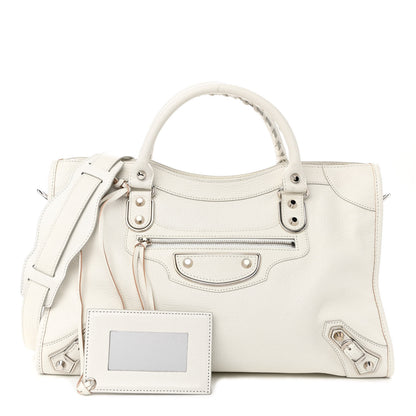 Balenciaga Chevre Silver Metallic Edge Hardware City White 1 of 12