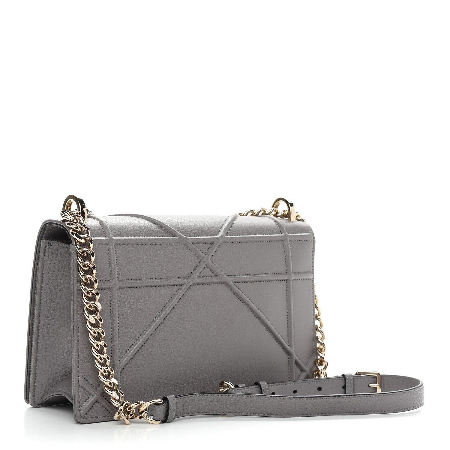 Christian Dior Grained Calfskin Medium Diorama Flap Bag Gris 3 of 9