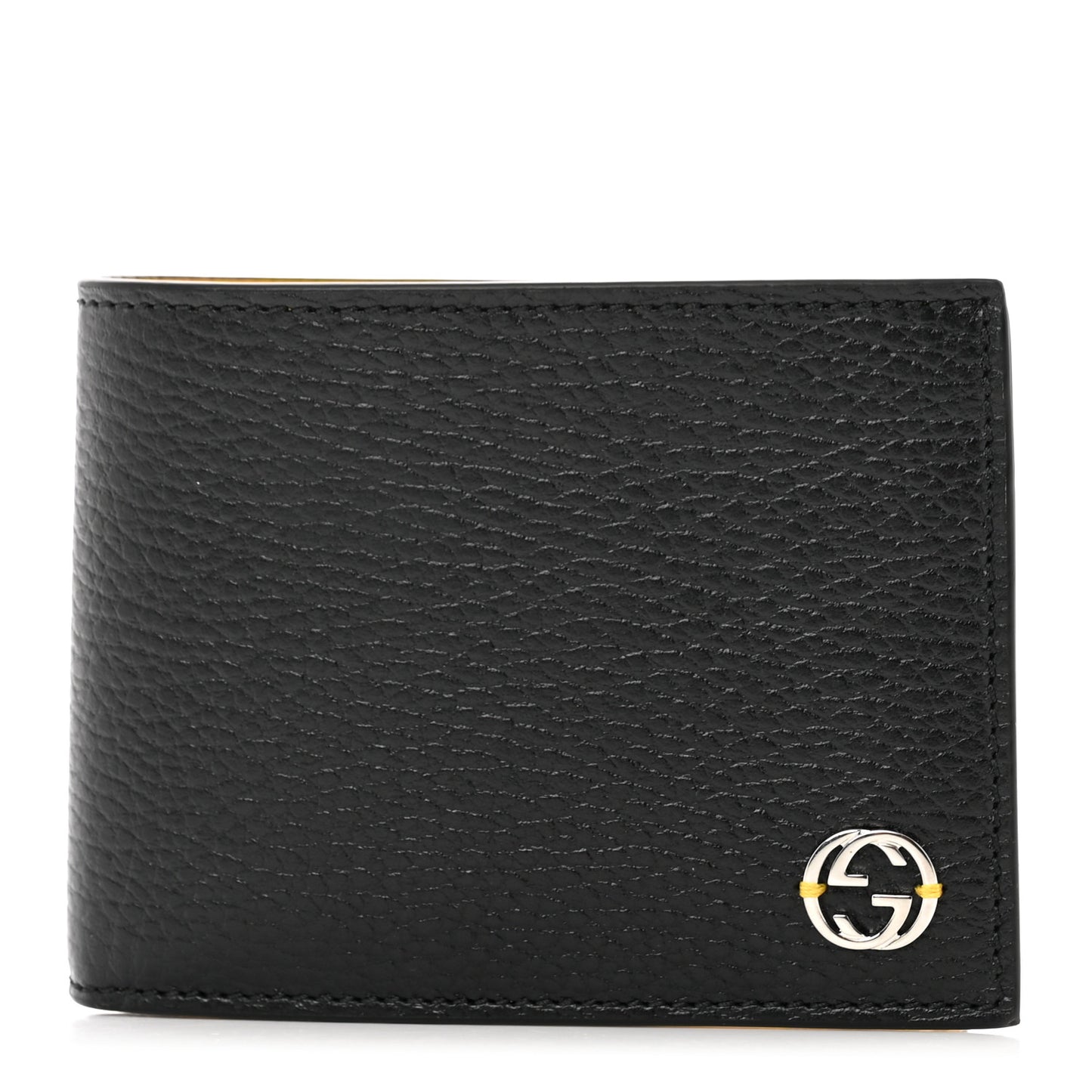Dollar Calfskin Bi-Color Interlocking G Bi-Fold Wallet Black New Buttercup