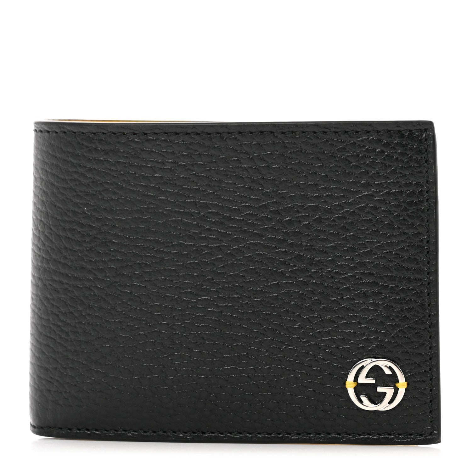Gucci Dollar Calfskin Bi-Color Interlocking G Bi-Fold Wallet Black New Buttercup 1 of 8