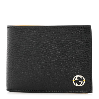 Gucci Dollar Calfskin Bi-Color Interlocking G Bi-Fold Wallet Black New Buttercup 1 of 8