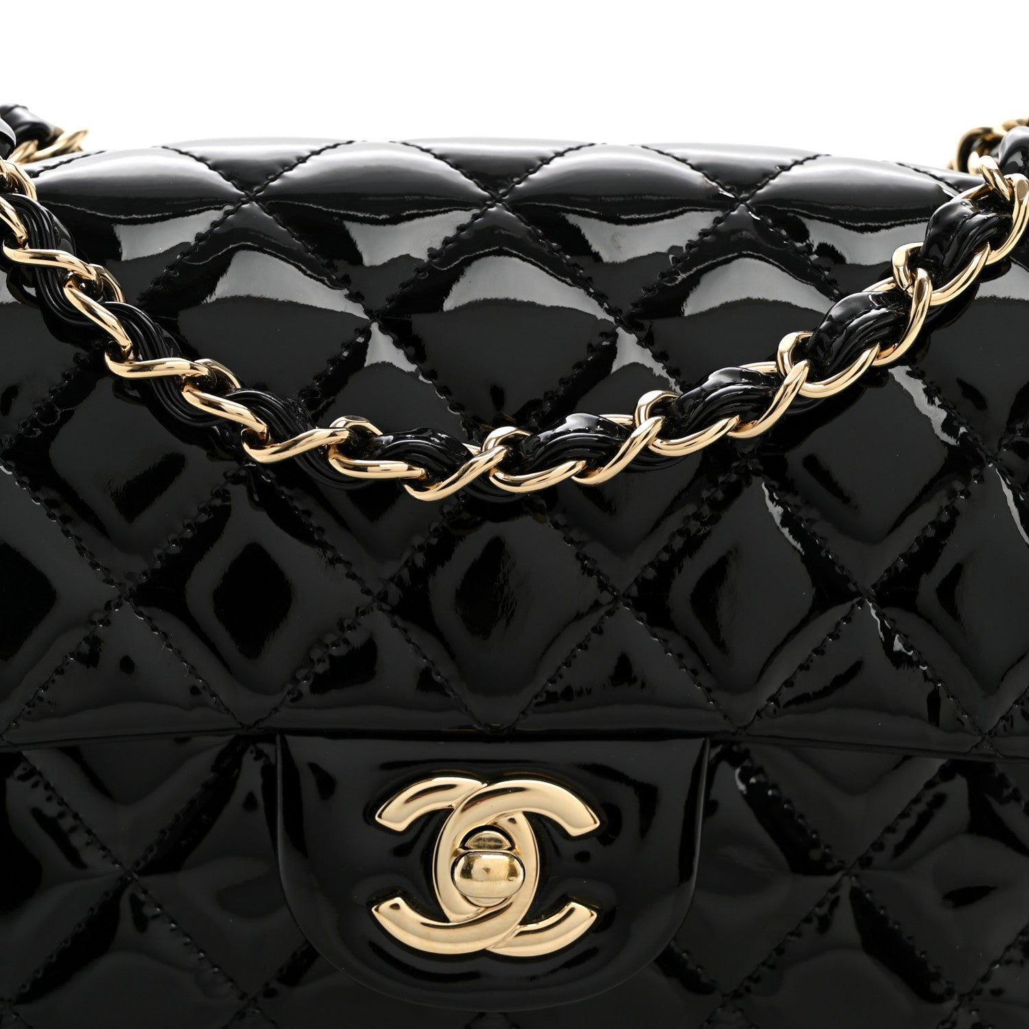 Chanel Patent Calfskin Quilted Mini Rectangular Flap Black 8 of 10