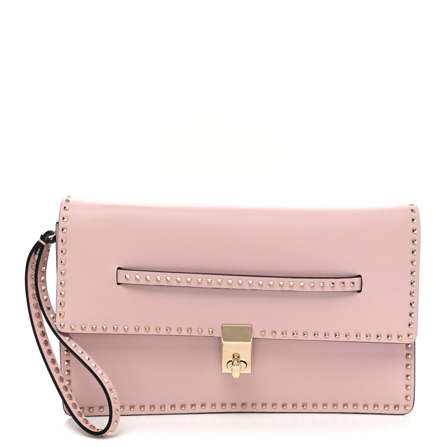 Valentino Garavani Nappa Micro Rockstud Wristlet Clutch Water Rose 1 of 9