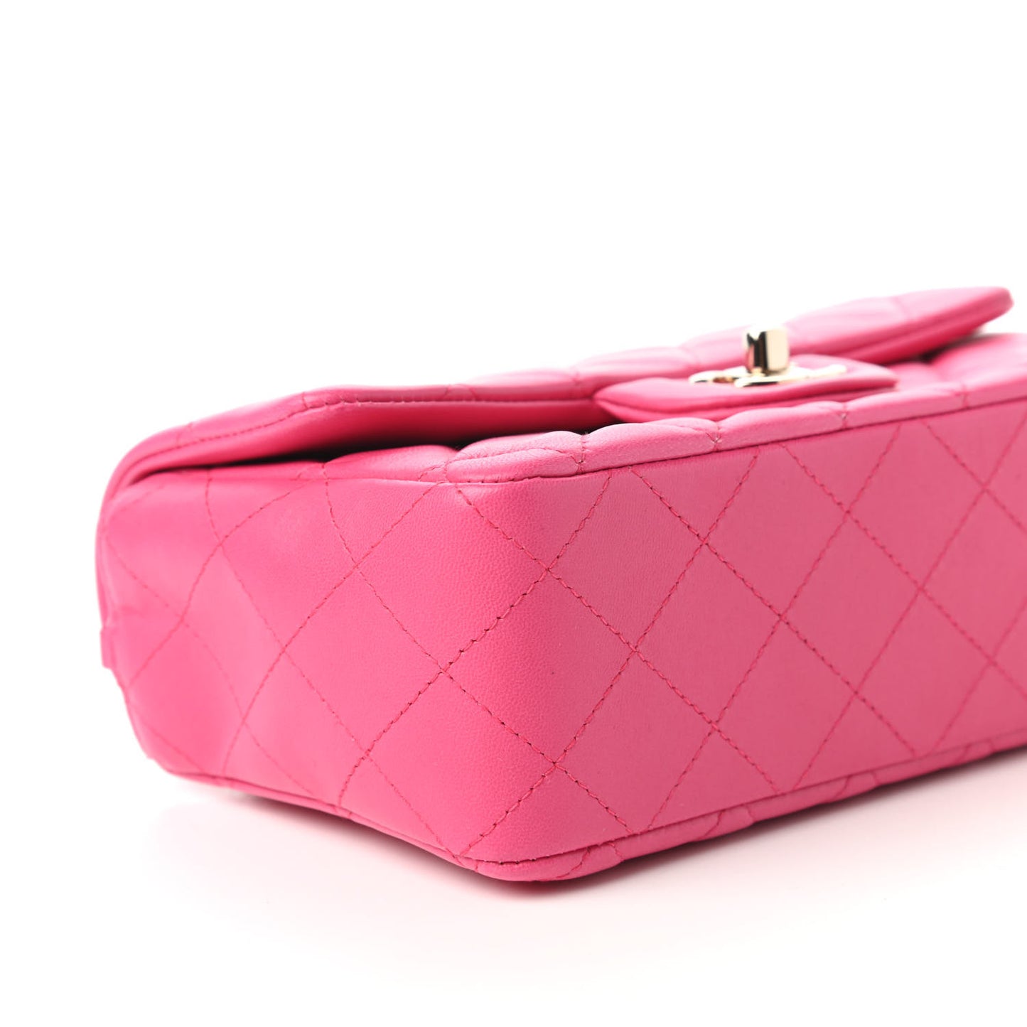 Lambskin Quilted Mini Rectangular Flap Dark Pink