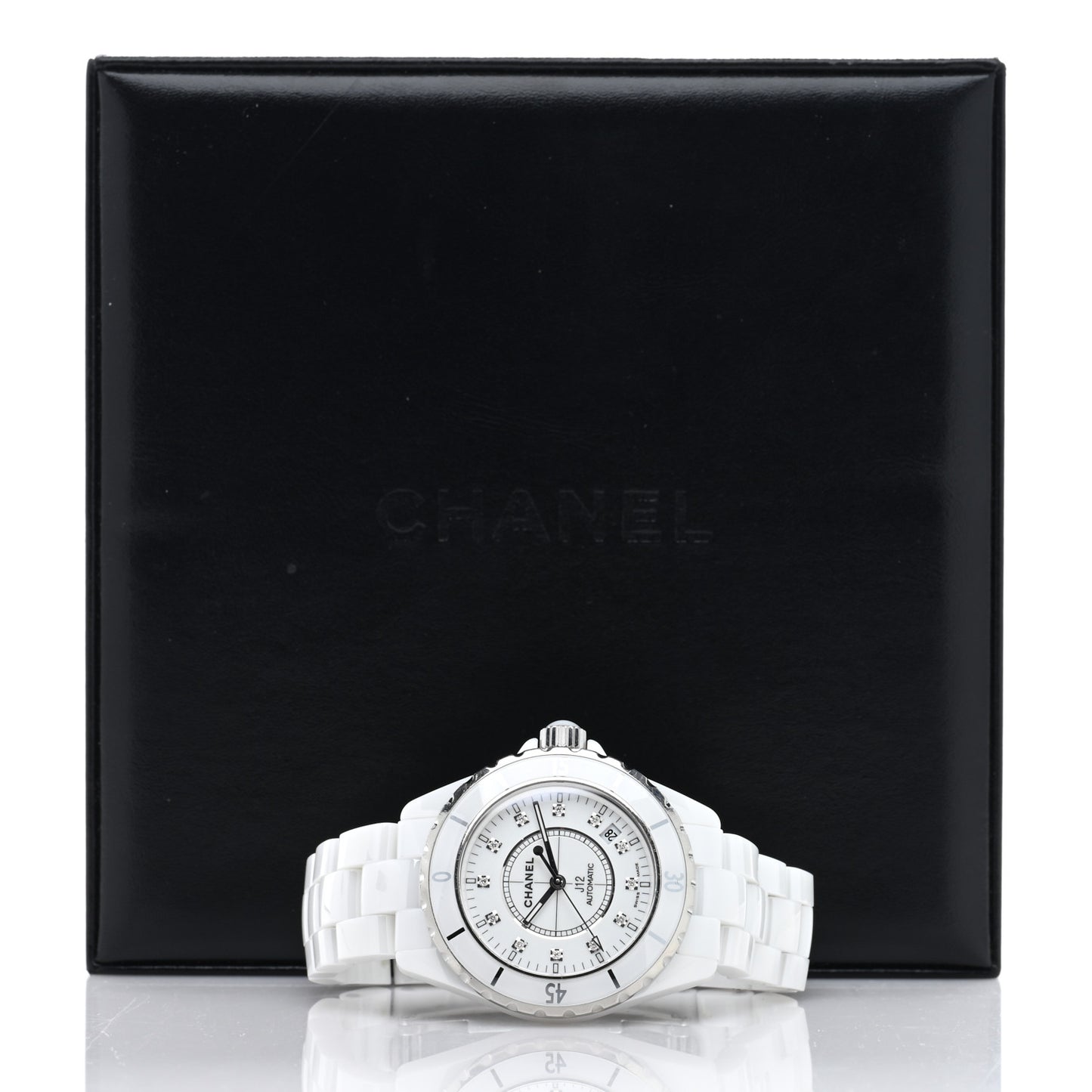 Stainless Steel Ceramic Diamond 38mm J12 Automatic Watch White