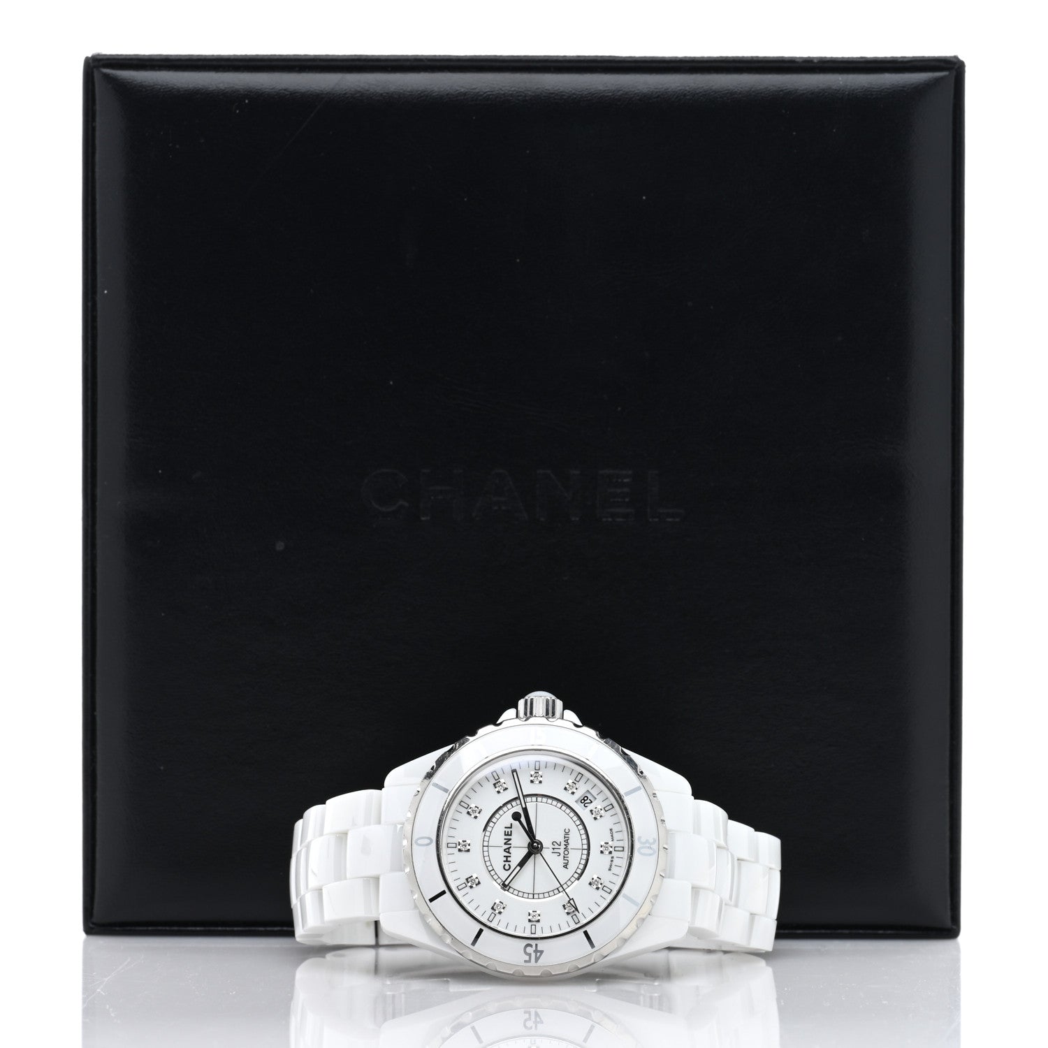 Chanel Stainless Steel Ceramic Diamond 38mm J12 Automatic Watch White 5 of 5