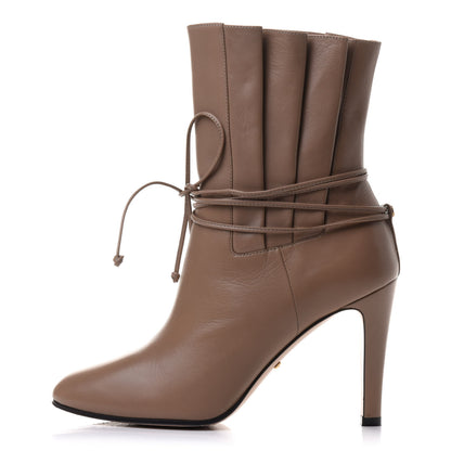 Gucci Malaga Kid Indya Bow Tie Ankle Boots 37 Mud 1 of 11
