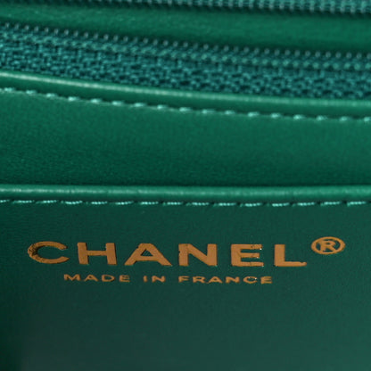 Chanel Iridescent Calfskin Quilted Mini Rectangular Flap Green 7 of 11