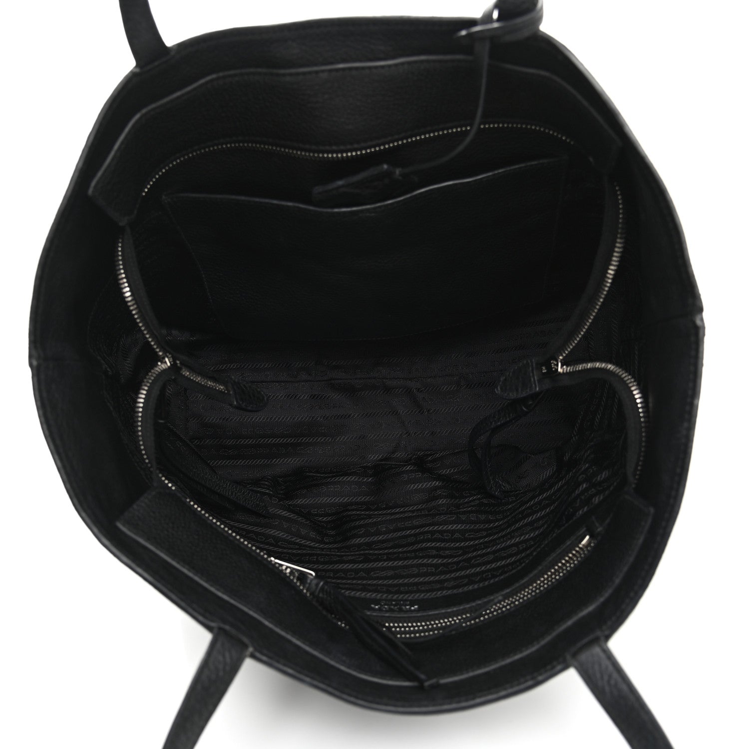 Prada Vitello Daino Zip Shopping Tote Black 5 of 11