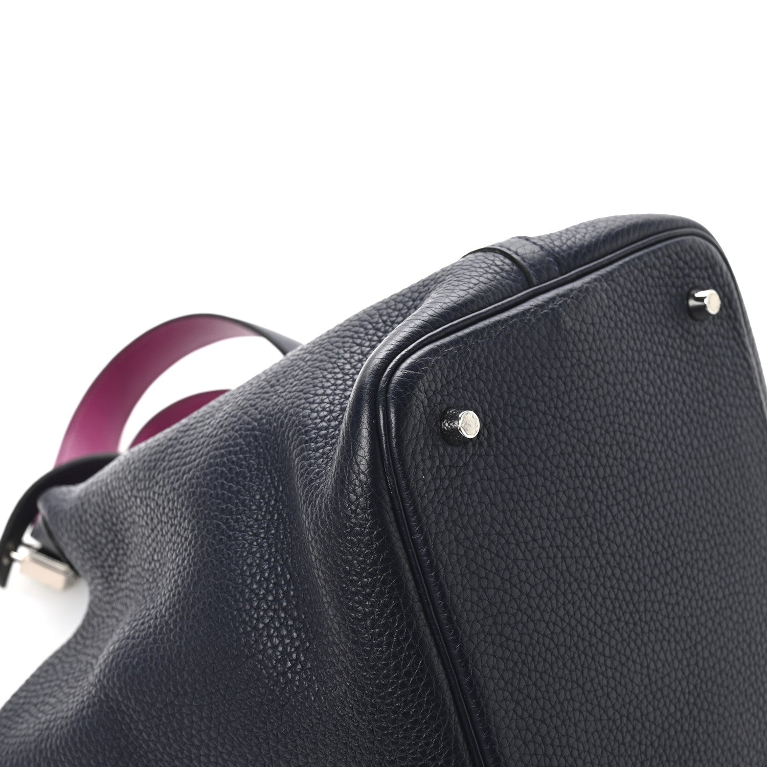 Hermes Taurillon Clemence Swift Eclat Picotin Lock 22 MM Bleu Nuit Rose Pourpre 11 of 12