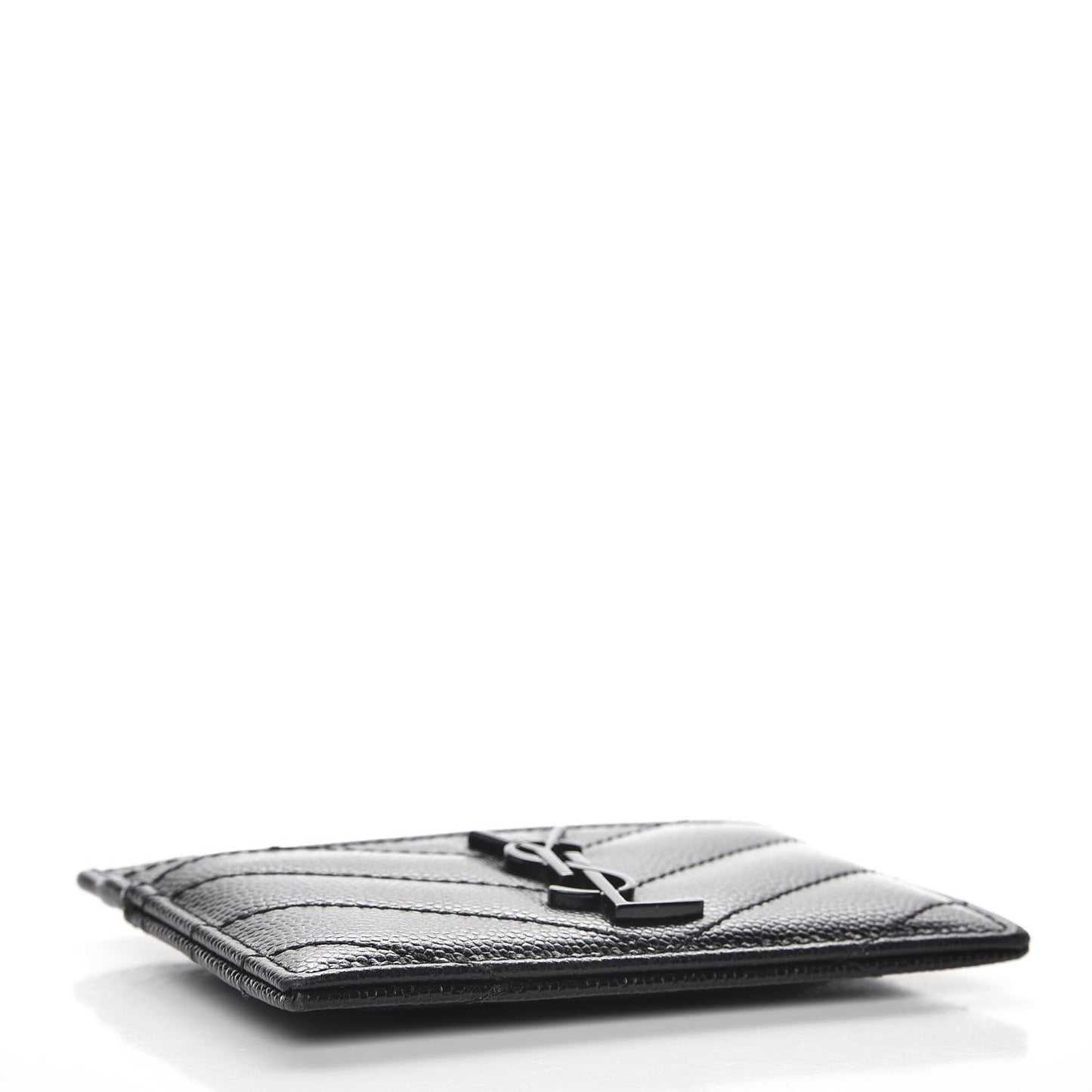 Grain De Poudre Matelasse Chevron Monogram Credit Card Case Black