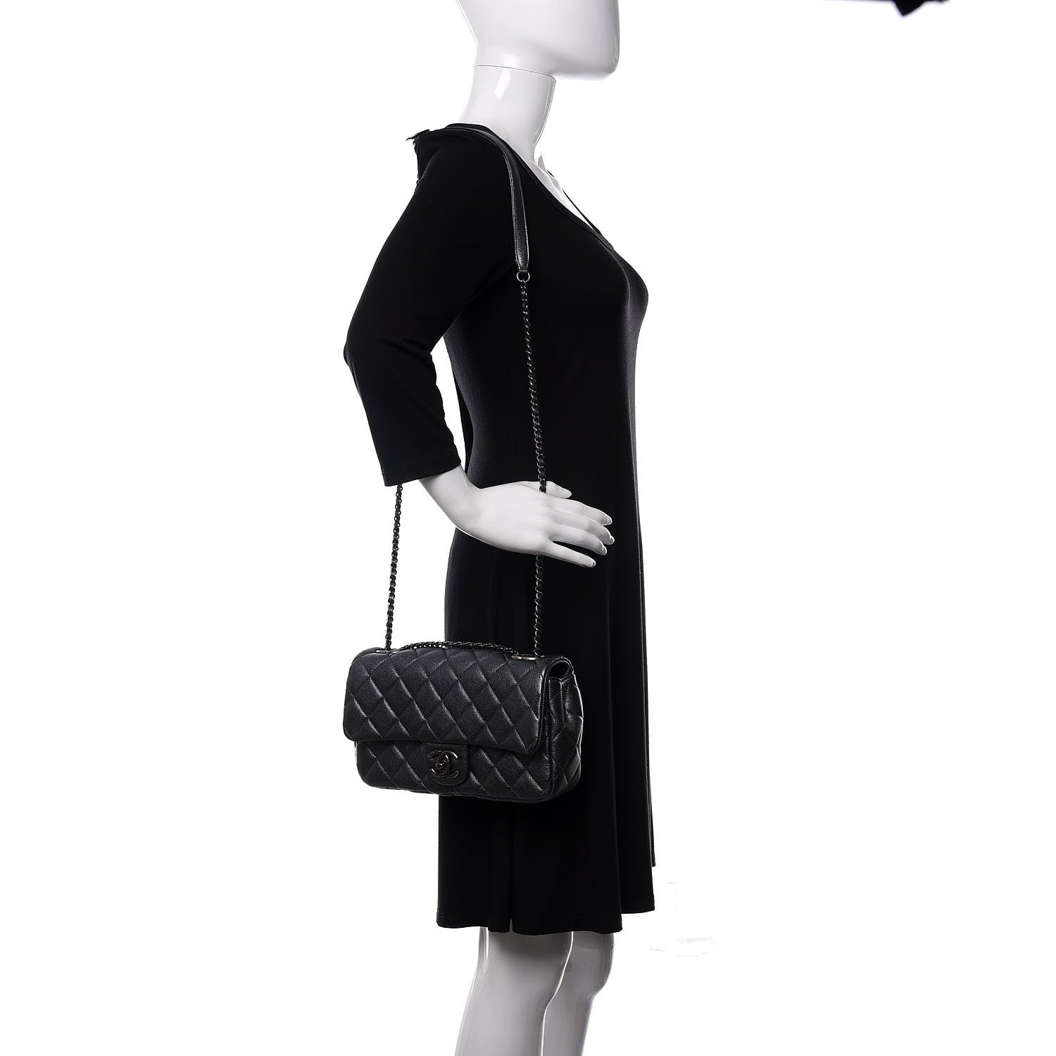 Chanel Metallic Calfskin Quilted Medium CC Eyelet Flap Dark Silver 2 of 10