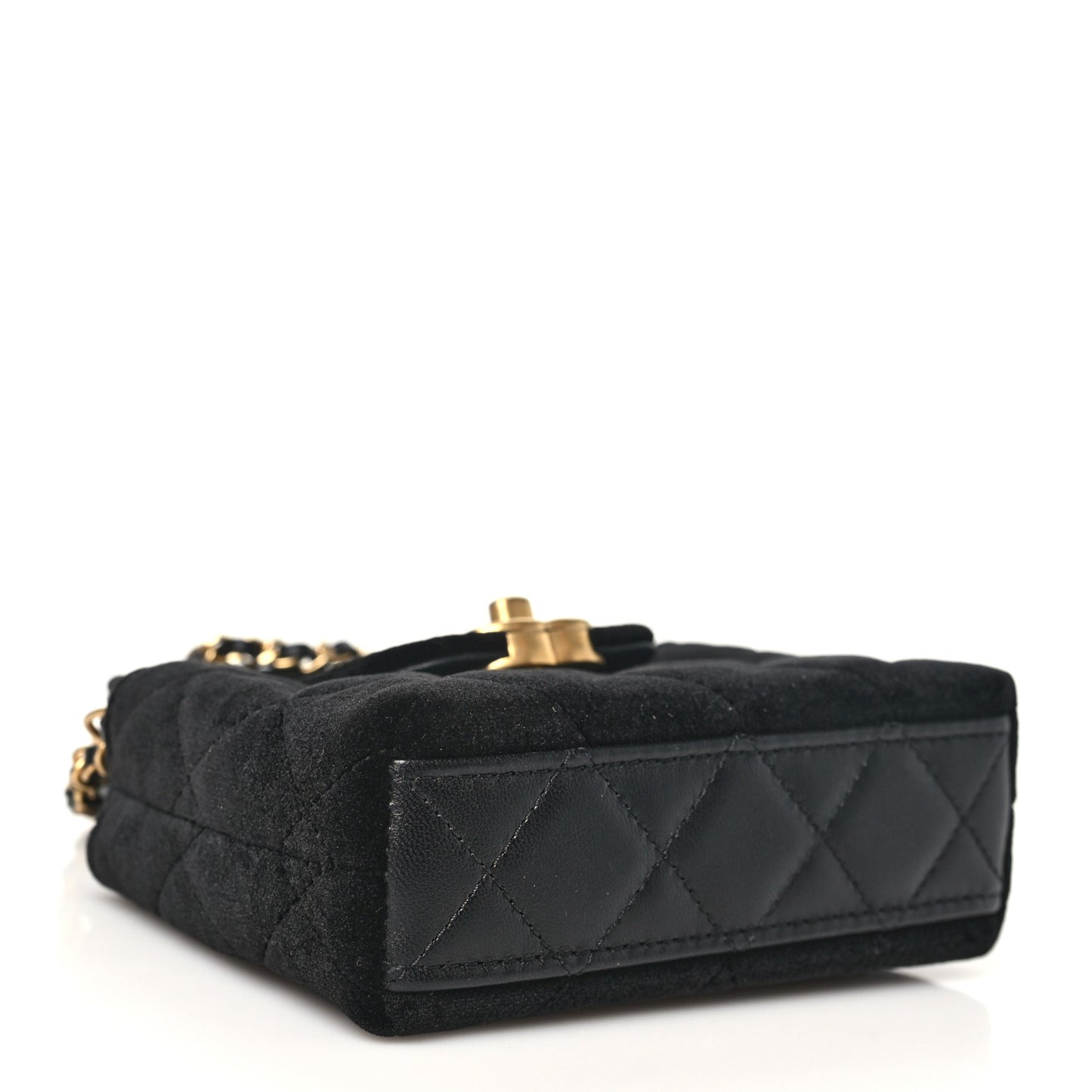 Velvet Quilted Mini Nano Kelly Shopper Black