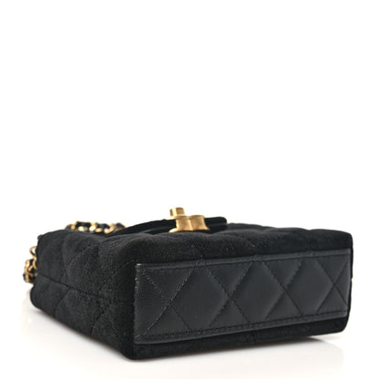 Chanel Velvet Quilted Mini Nano Kelly Shopper Black 4 of 11
