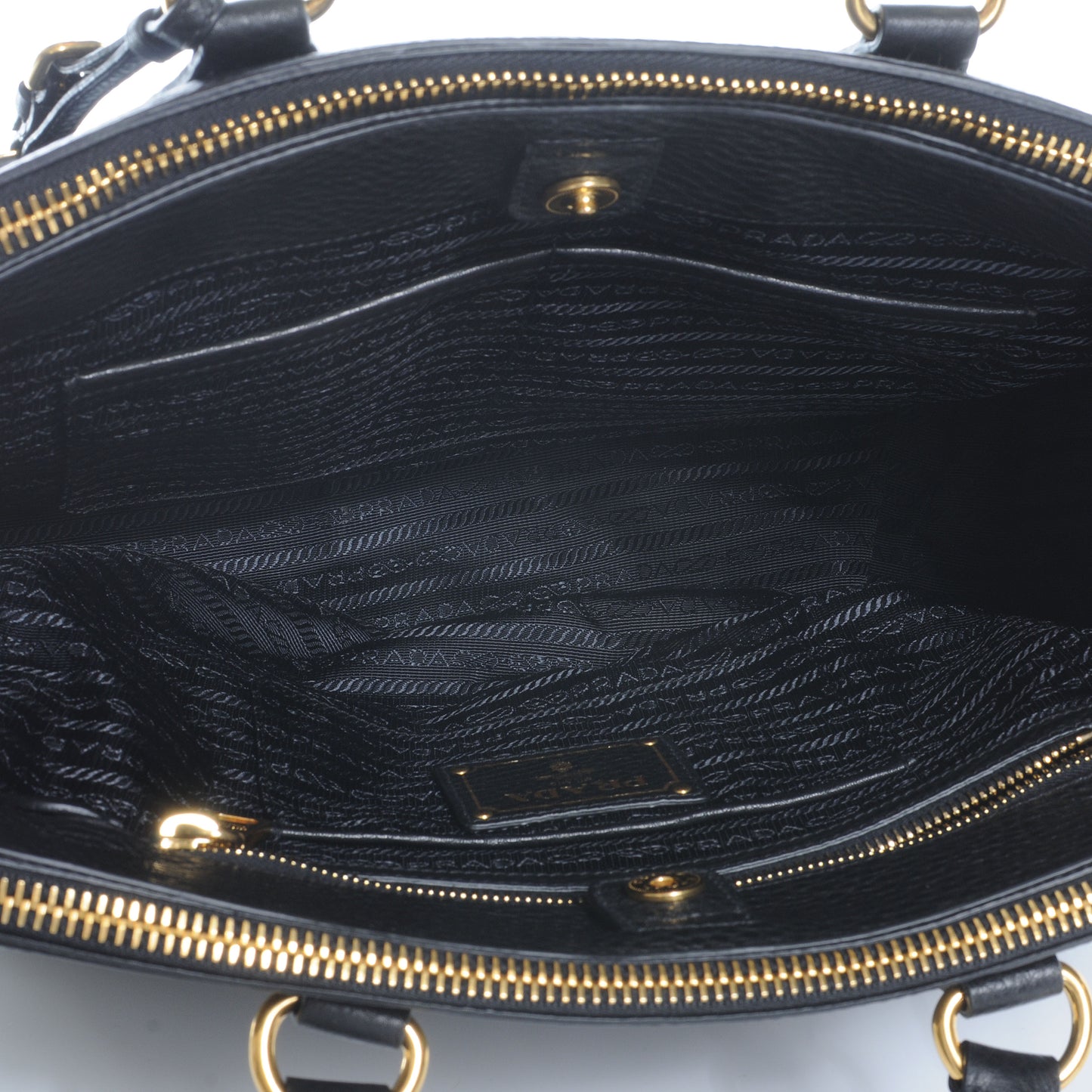 Vitello Daino Double Zip Tote Black