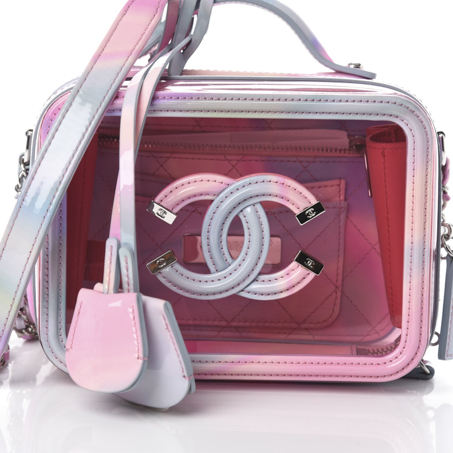 Chanel PVC Patent Calfskin Patent Lambskin Small CC Vanity Case Pink 5 of 10