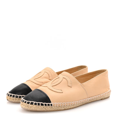 Chanel Lambskin CC Espadrilles 35 Beige Black 4 of 8