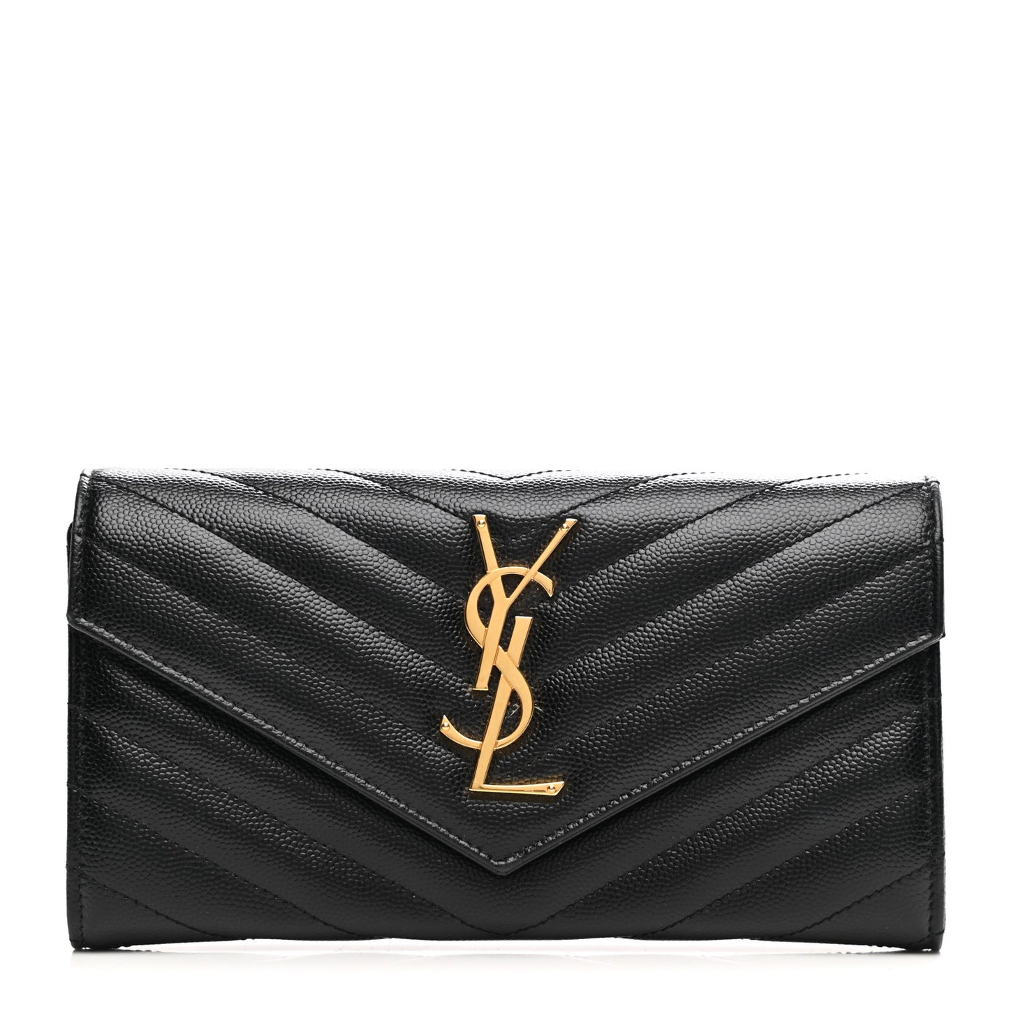 Grain De Poudre Matelasse Chevron Monogram Flap Wallet Black
