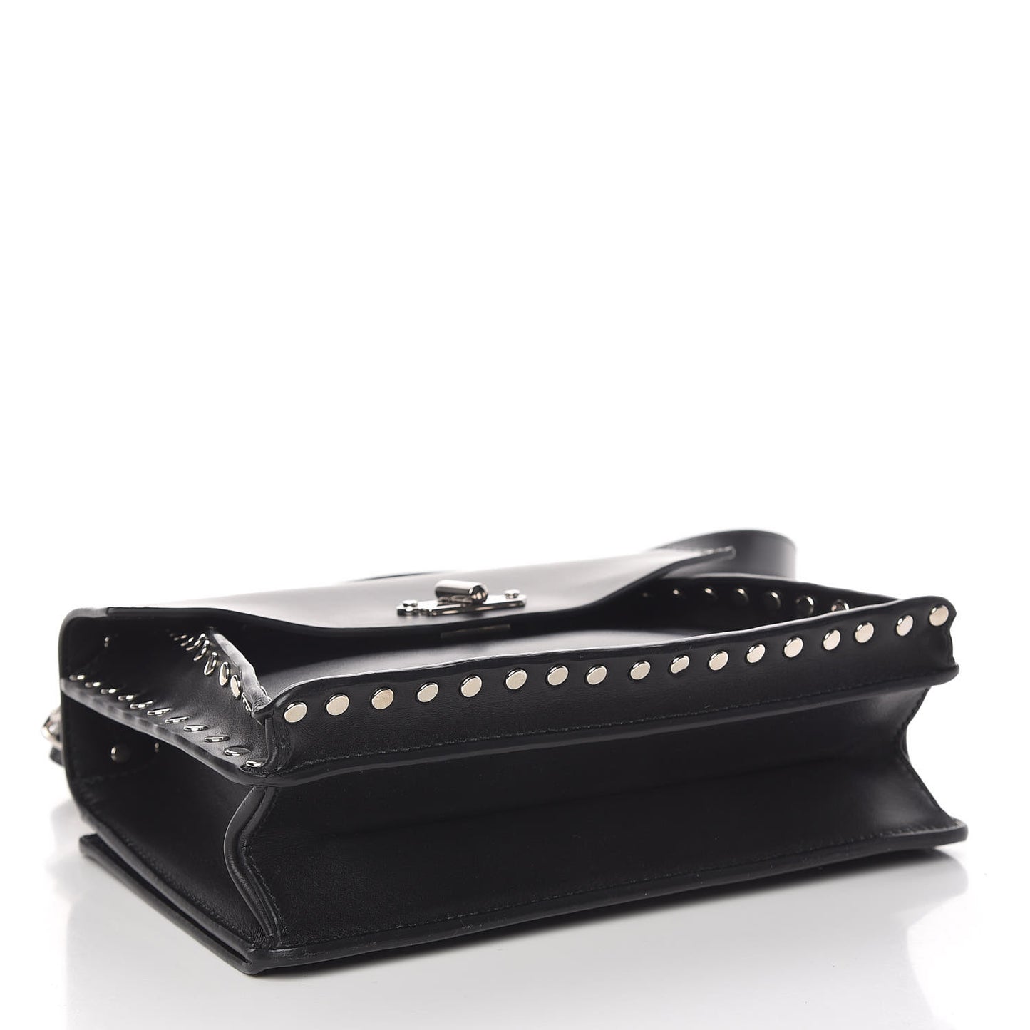 Calfskin Small Studded Hava Top Handle Bag Black