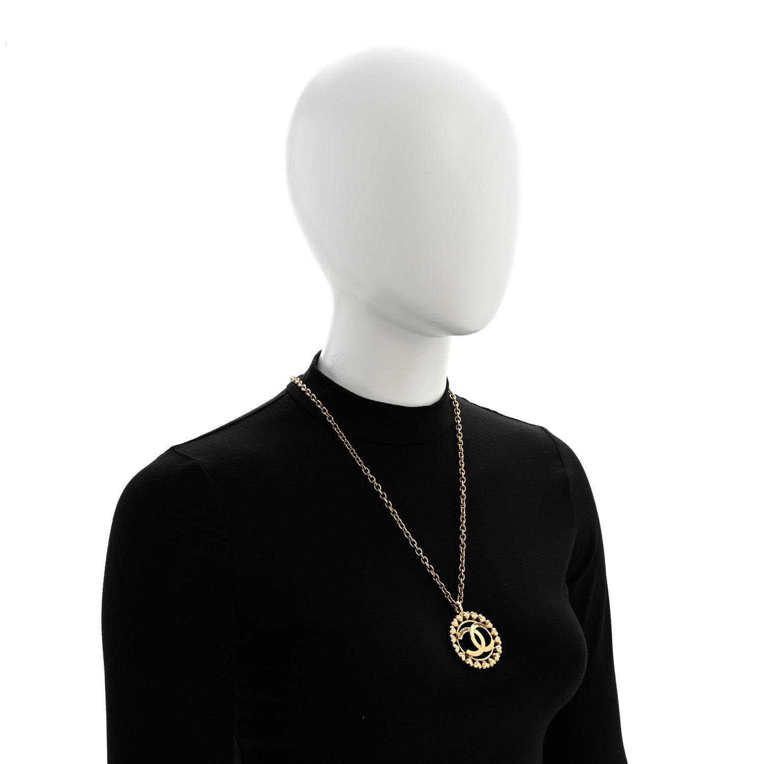 Chanel Metal CC Heart Medallion Chain Pendant Necklace Gold 2 of 6