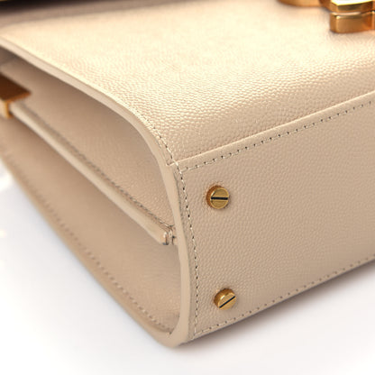 Saint Laurent Grain de Poudre Mini Classic Monogram Cassandra Top Handle Beige 7 of 11