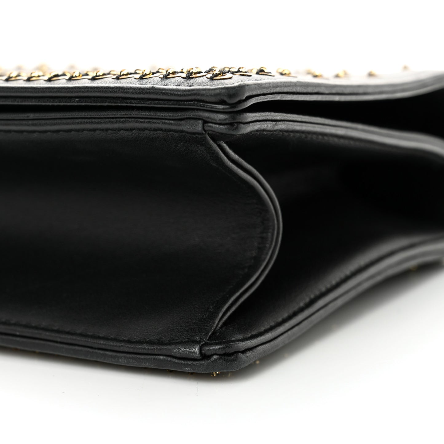 Calfskin Beaded Medium Diorama Flap Bag Black Gold
