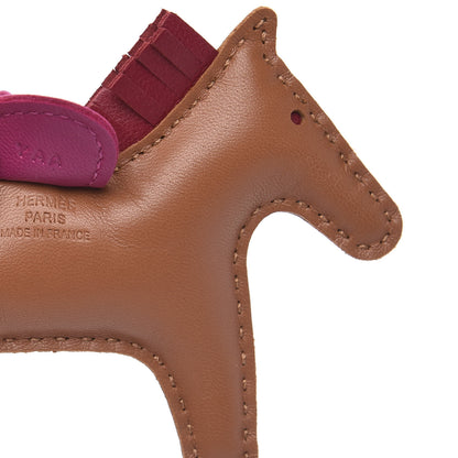 Hermes Milo Lambskin Grigri Rodeo Horse Bag Charm PM Sesame Grenat Rose Poupre 3 of 4