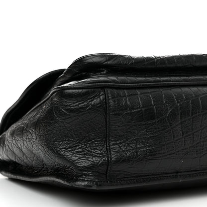 Saint Laurent Crocodile Embossed Lambskin Monogram Medium Niki Chain Satchel Black 9 of 11