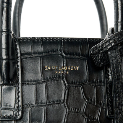 Saint Laurent Calfskin Crocodile Embossed Nano Sac De Jour Black 7 of 11