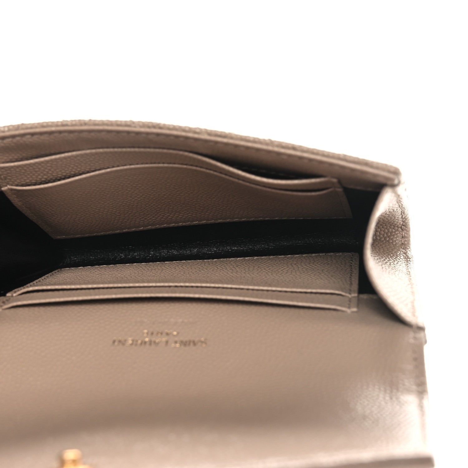 Saint Laurent Grain De Poudre Textured Mixed Matelasse Triquilt Small Monogram Envelope Wallet Dark Beige 5 of 7