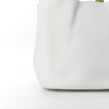 Hermes Taurillon Clemence Picotin 22 MM White Vert Chartreuse 9 of 13