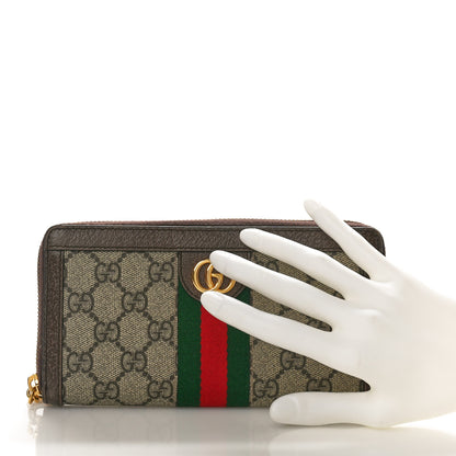 Gucci GG Supreme Monogram Web Ophidia Zip Around Wallet Brown 2 of 8