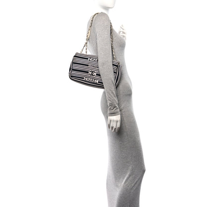 Chanel Mixed Fibers Lambskin Venise Biarritz Flap Bag Black White 2 of 12