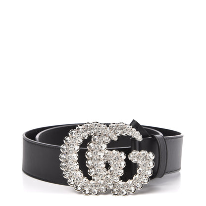 Gucci Calfskin Crystal Double G 40mm Belt 80 32 Black 1 of 6