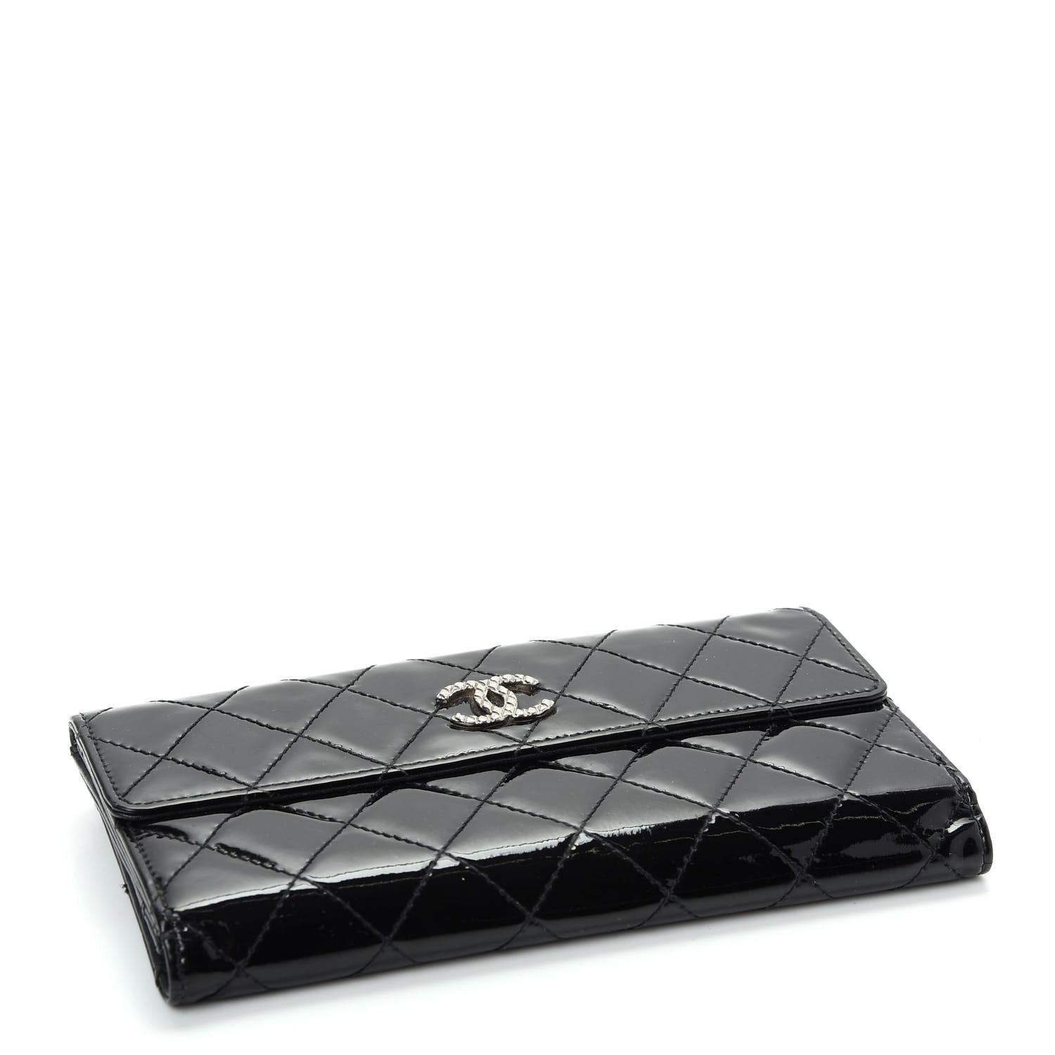 Chanel Patent Quilted Large Brilliant Flap Wallet Black 4 of 8