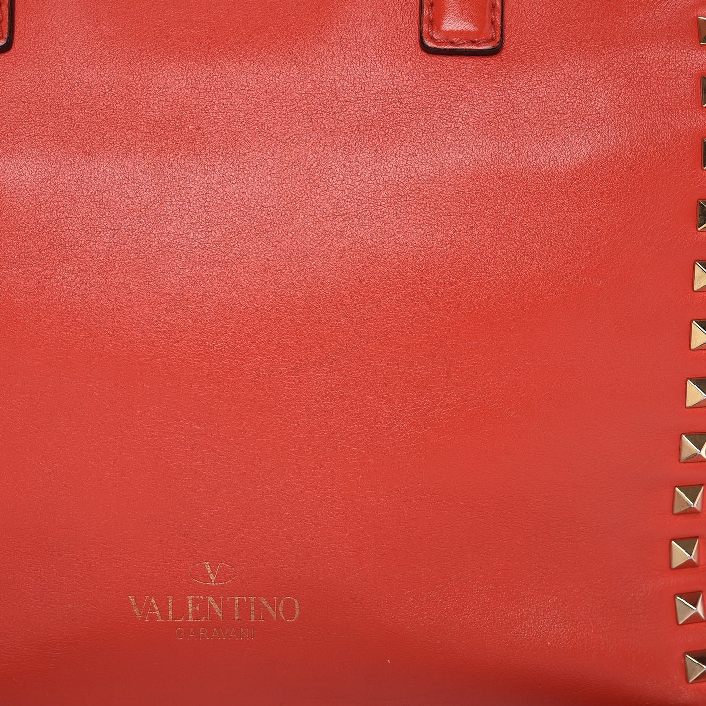 Vitello Rockstud Double Handle Tote English Red