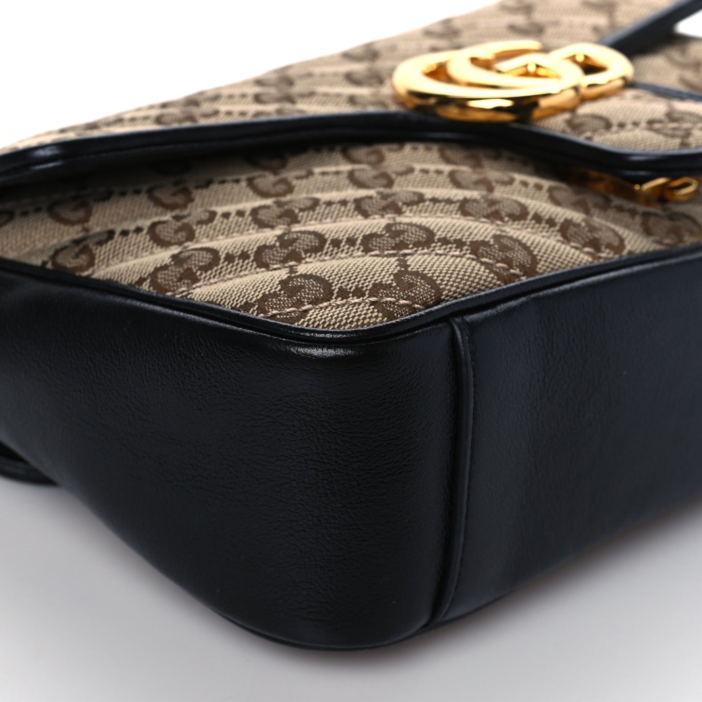Monogram Matelasse Diagonal Small GG Marmont Shoulder Bag Beige Black
