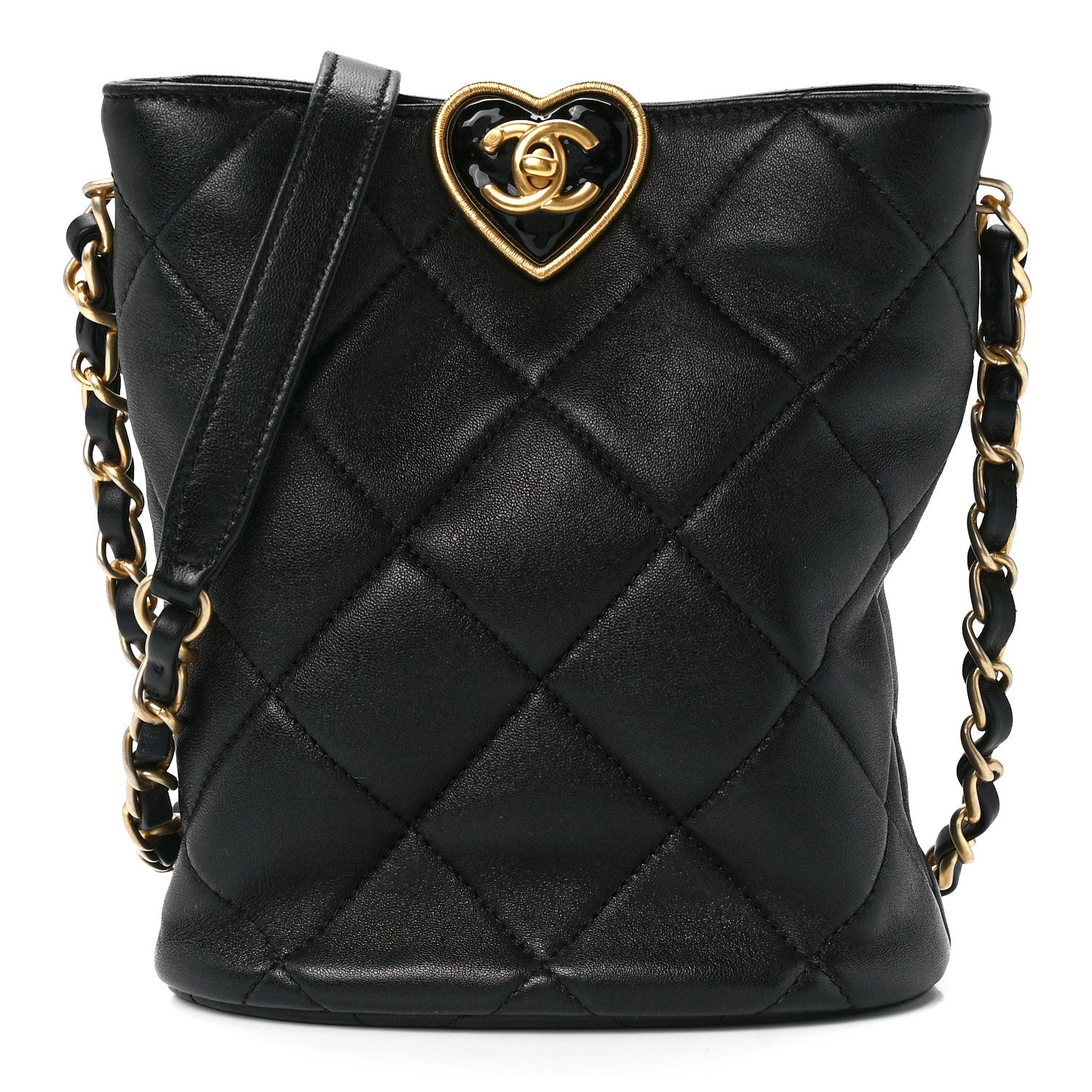 Chanel Lambskin Plexiglass Quilted Coco Love Bucket Bag Black 1 of 11