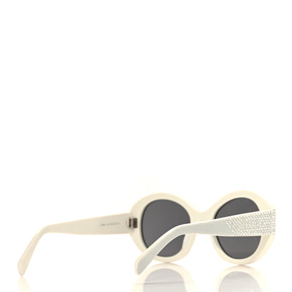 Celine Acetate Crystal Studded Bold 3 Dots Round Sunglasses CL4240IS Ivory Smoke 4 of 7