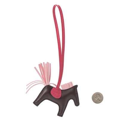 Hermes Milo Lambskin Matte Alligator Touch Grigri Rodeo Horse Bag Charm PM Rouge Sellier Framboise Rose Sakura 2 of 5