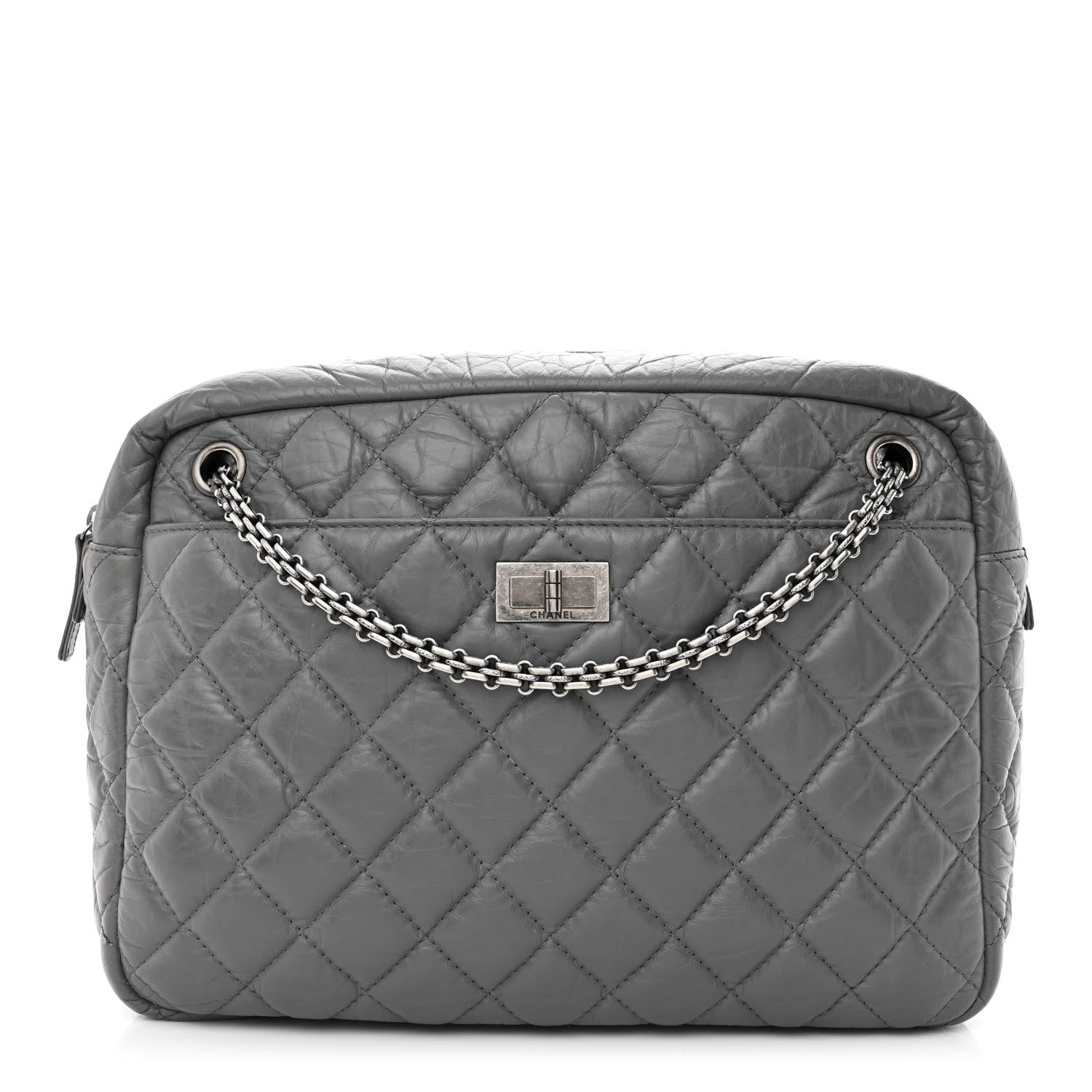 Chanel Aged Calfskin Quilted Large Reissue Camera Case Grey 1 of 16