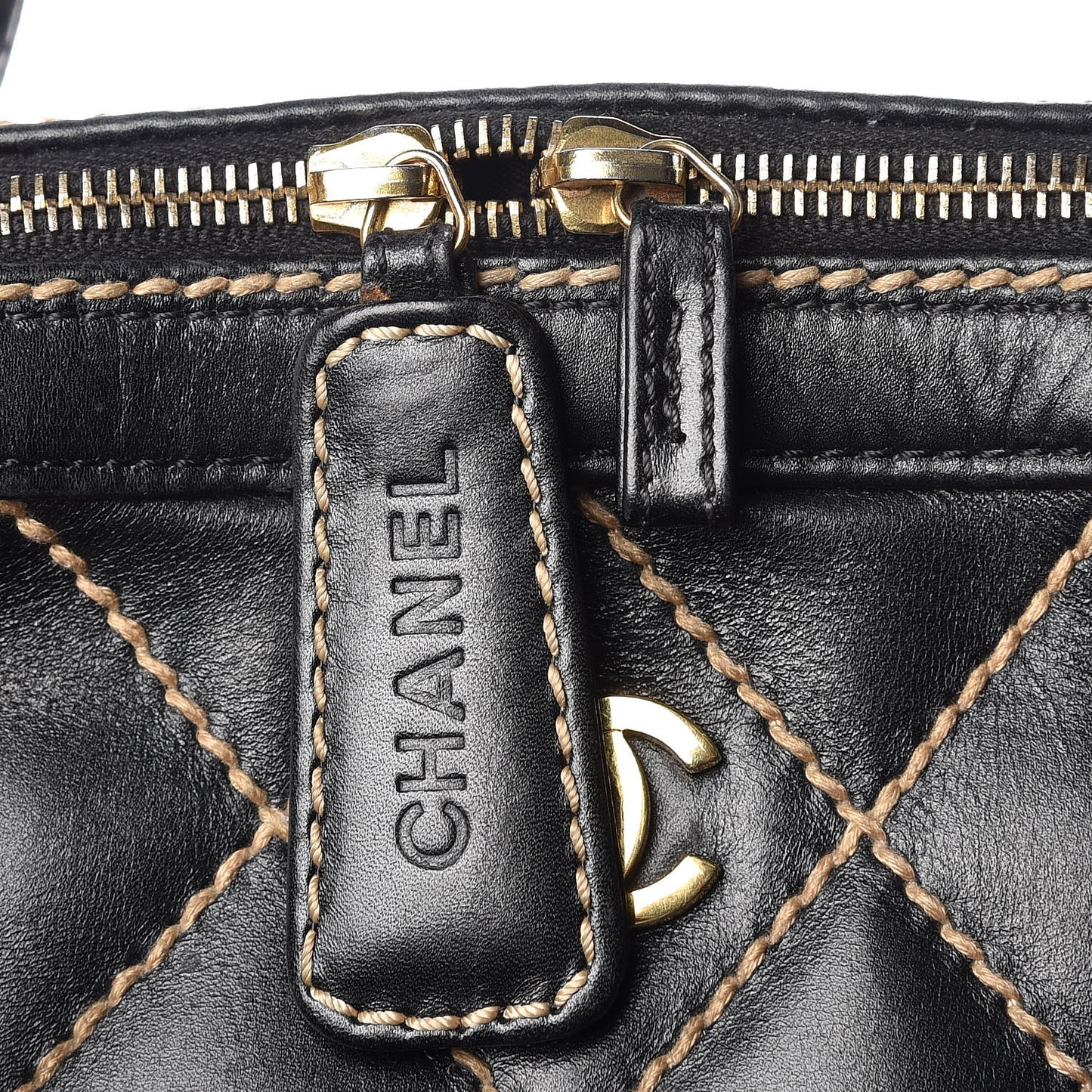 Calfskin Wild Stitch Top Handle Bag Black