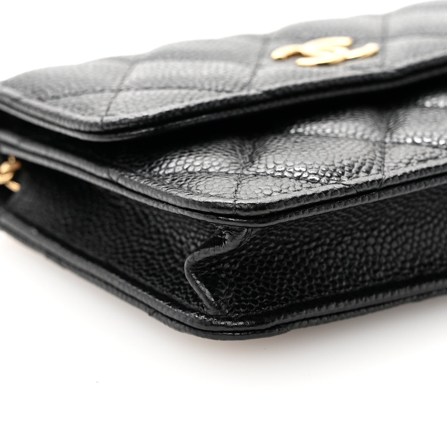 Caviar Quilted Miss Coco Clutch With Chain Black