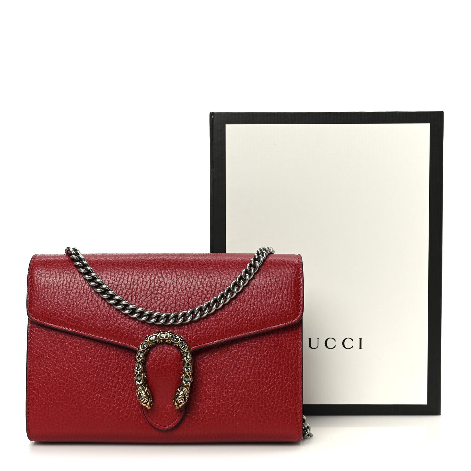 Gucci Calfskin Mini Dionysus Chain Wallet Hibiscus Red 1863462