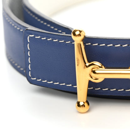 Hermes Swift Epsom 24mm Mors H Belt 75 Bleu Brighton White 6 of 8